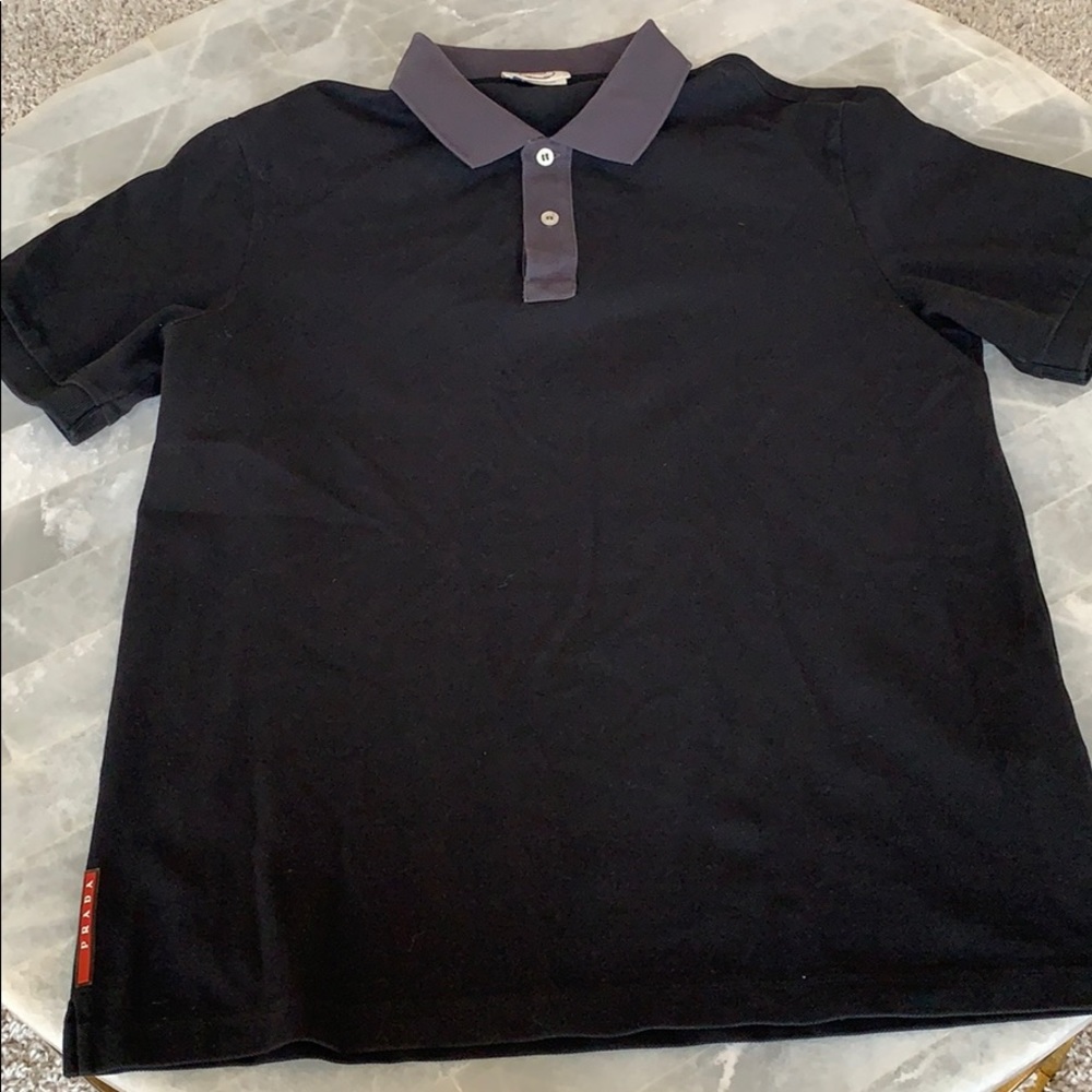 Men’s Authentic PRADA black and grey polo